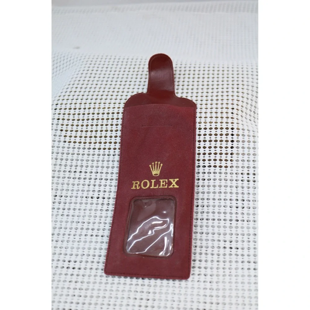 Rolex Watch Pouch Unisex OS Burgundy Suede Service Travel Case Gold Logo Luxury